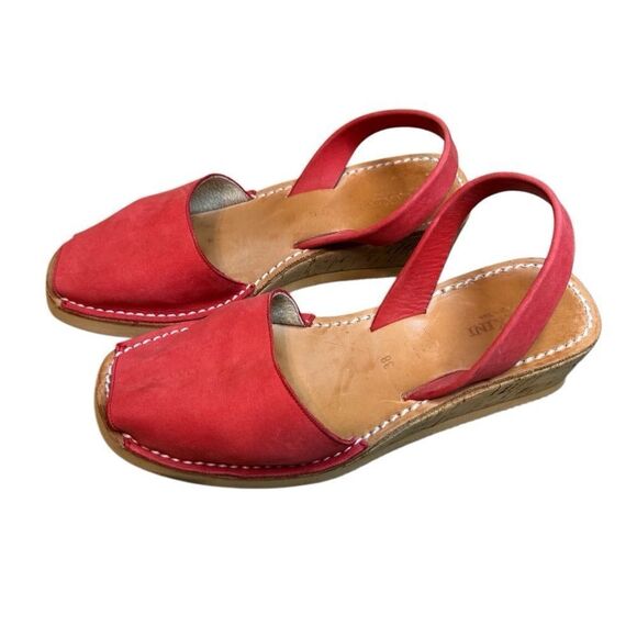 CalaXini Leather Peep Toe Wedge Sandal - Picture 2 of 12